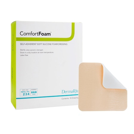 Comfortfoam Silicone Adhesive without Border Silicone Foam Dressing, 3 x 3 Inch, Sterile, 10PK 44330